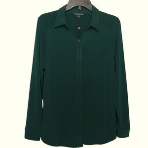 Adrianna Papell Deep Green Button-Up Blouse